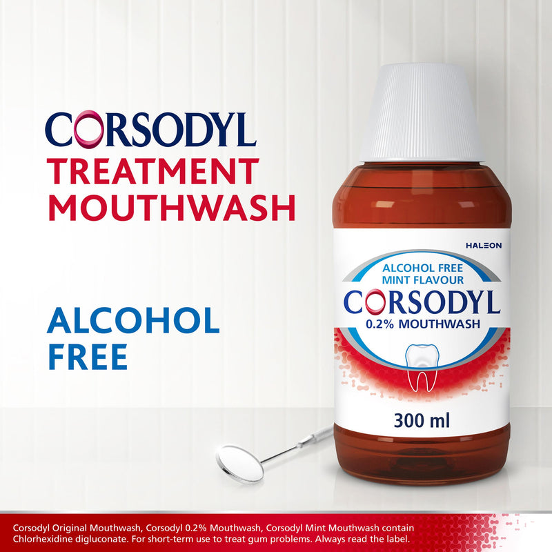 Corsodyl medicated antibacterial mouthwash 300ml, imported from the UK