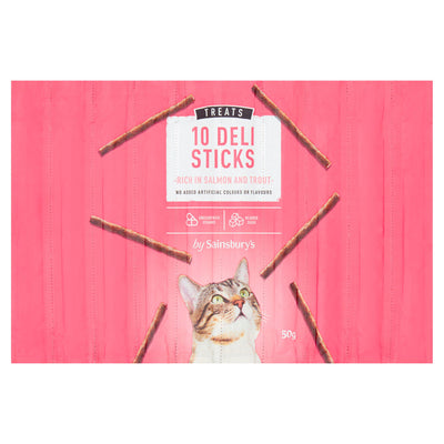 Sainsburys Sainsbury's Cat Treat Deli Cat Sticks Salmon & Trout x10 50g- Buy online at McGrocer