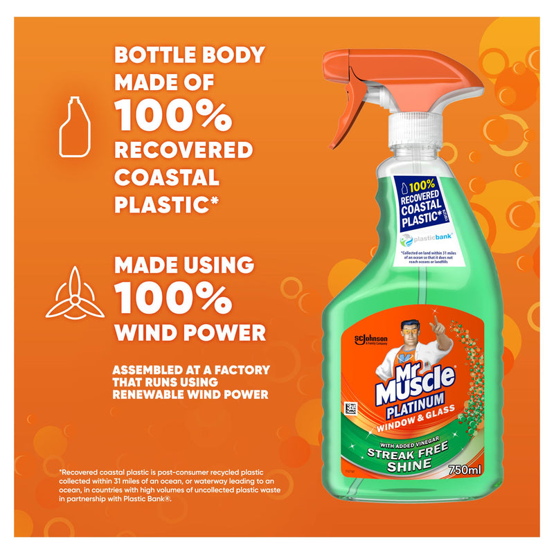 Mr Muscle Platinum window and glass spray 750ml, imported from the UK