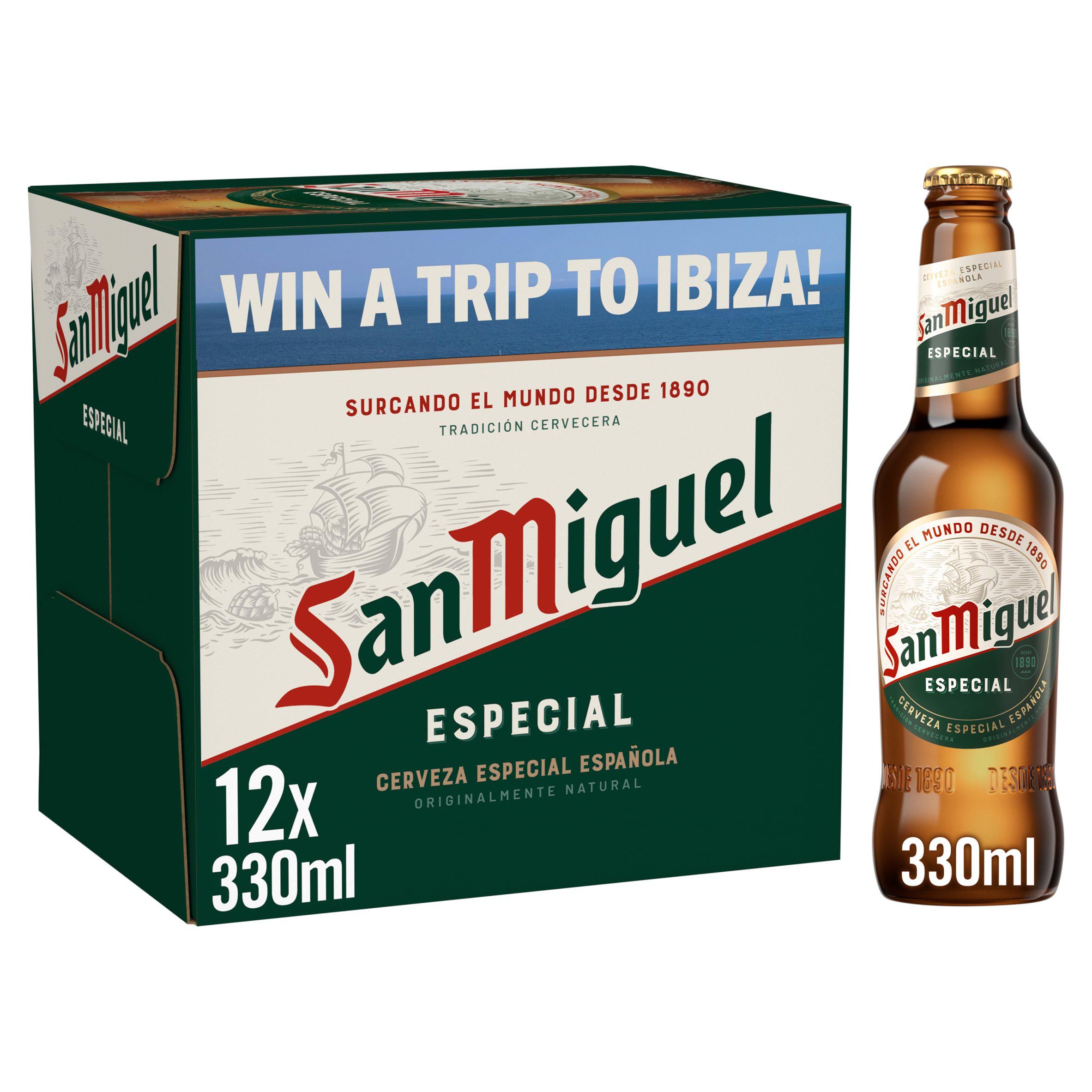 San Miguel premium lager beer bottles 12x330ml (British brand)