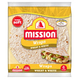 Mission wheat and white tortilla wraps 367g, imported from the UK