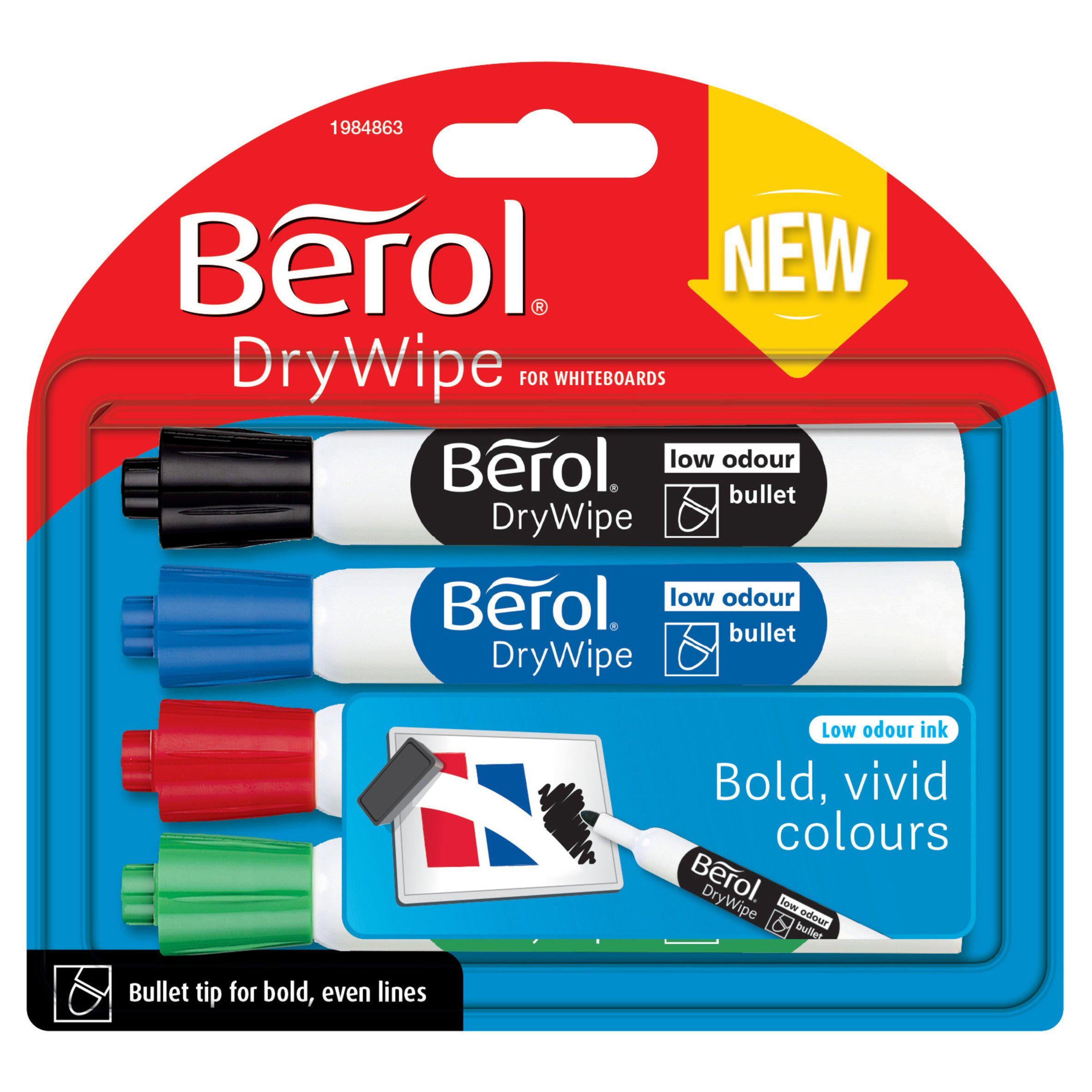 Berol Dry Erase Marker Bullet Standard x4 - British product