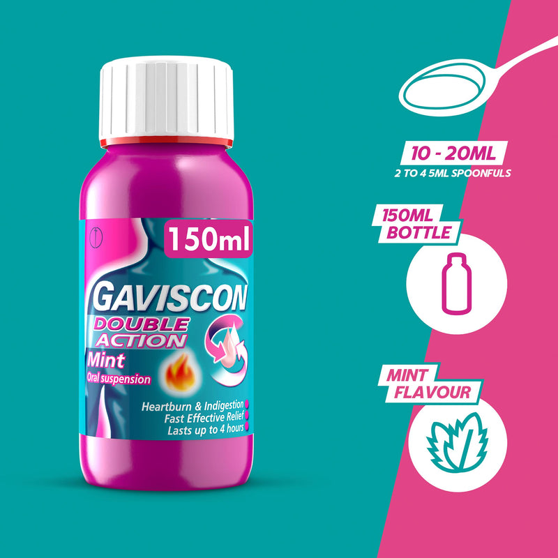 Gaviscon Double Action heartburn liquid 150ml - British product