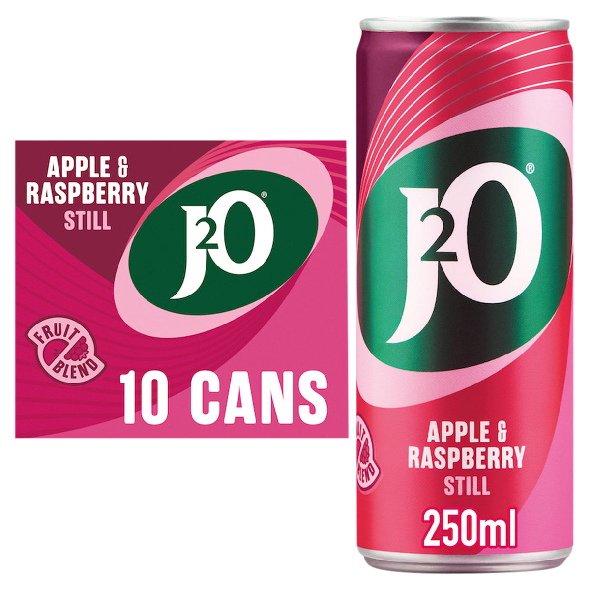 J2O Apple & Raspberry still soft drink 10x250ml cans - British product