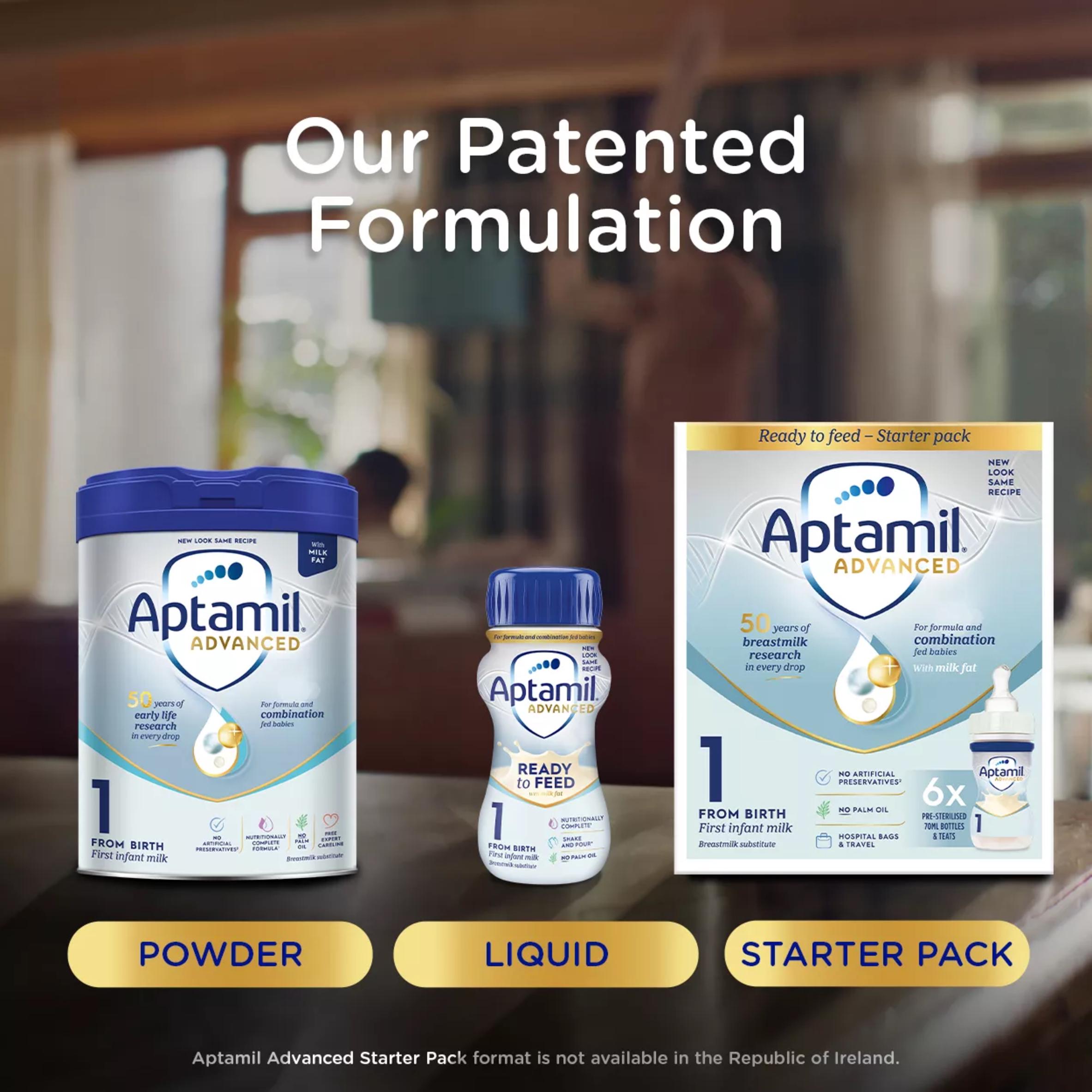 Aptamil Advanced 1 first infant milk starter pack 6x70ml, UK version