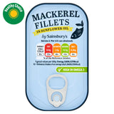 Sainsbury's mackerel fillets in sunflower oil 125g, imported from the UK