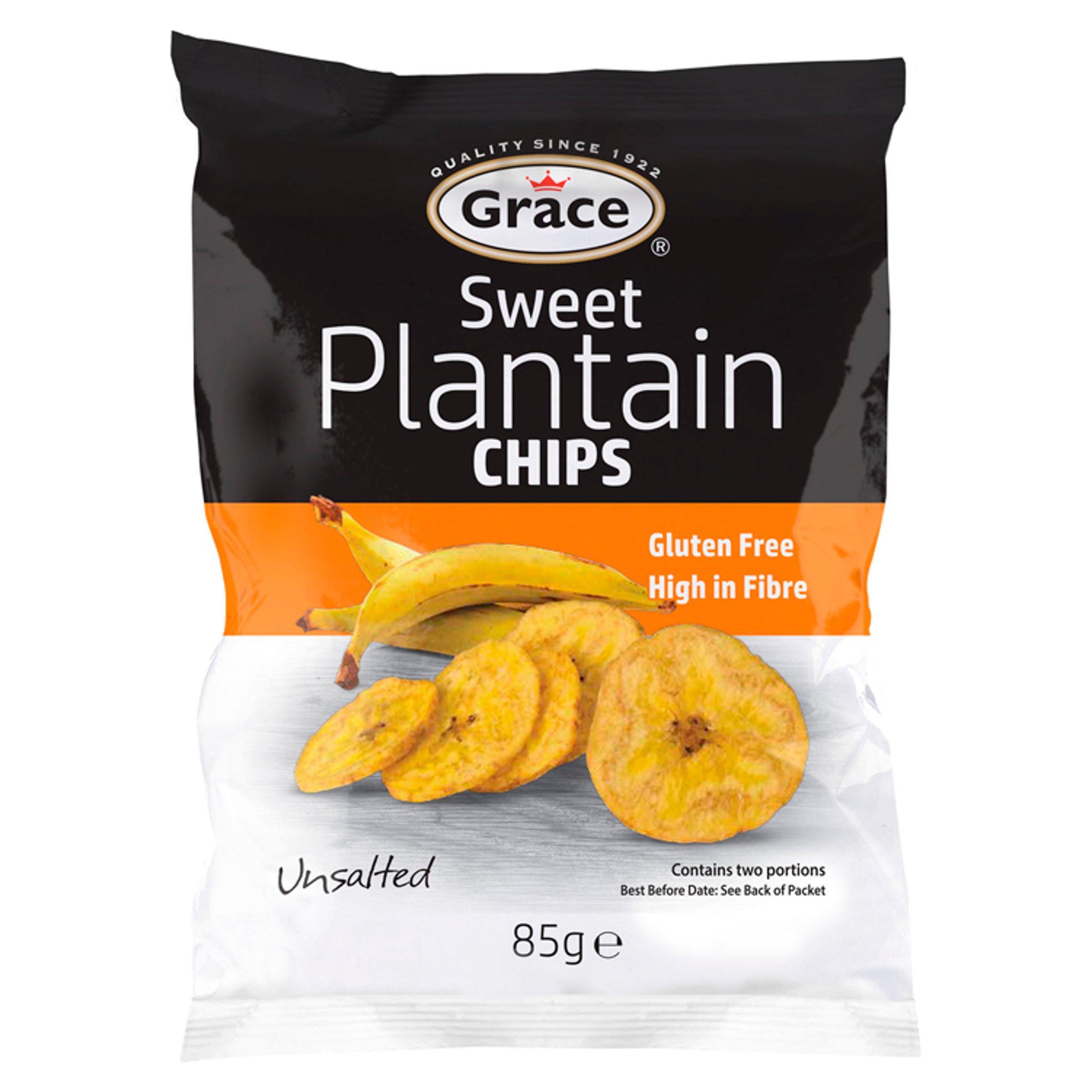 Grace Sweet Plantain Chips 85g packet, UK version