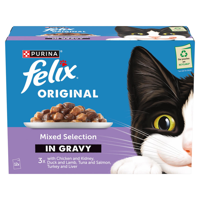 Felix Mixed Selection Gravy wet cat food 12x85g, UK version