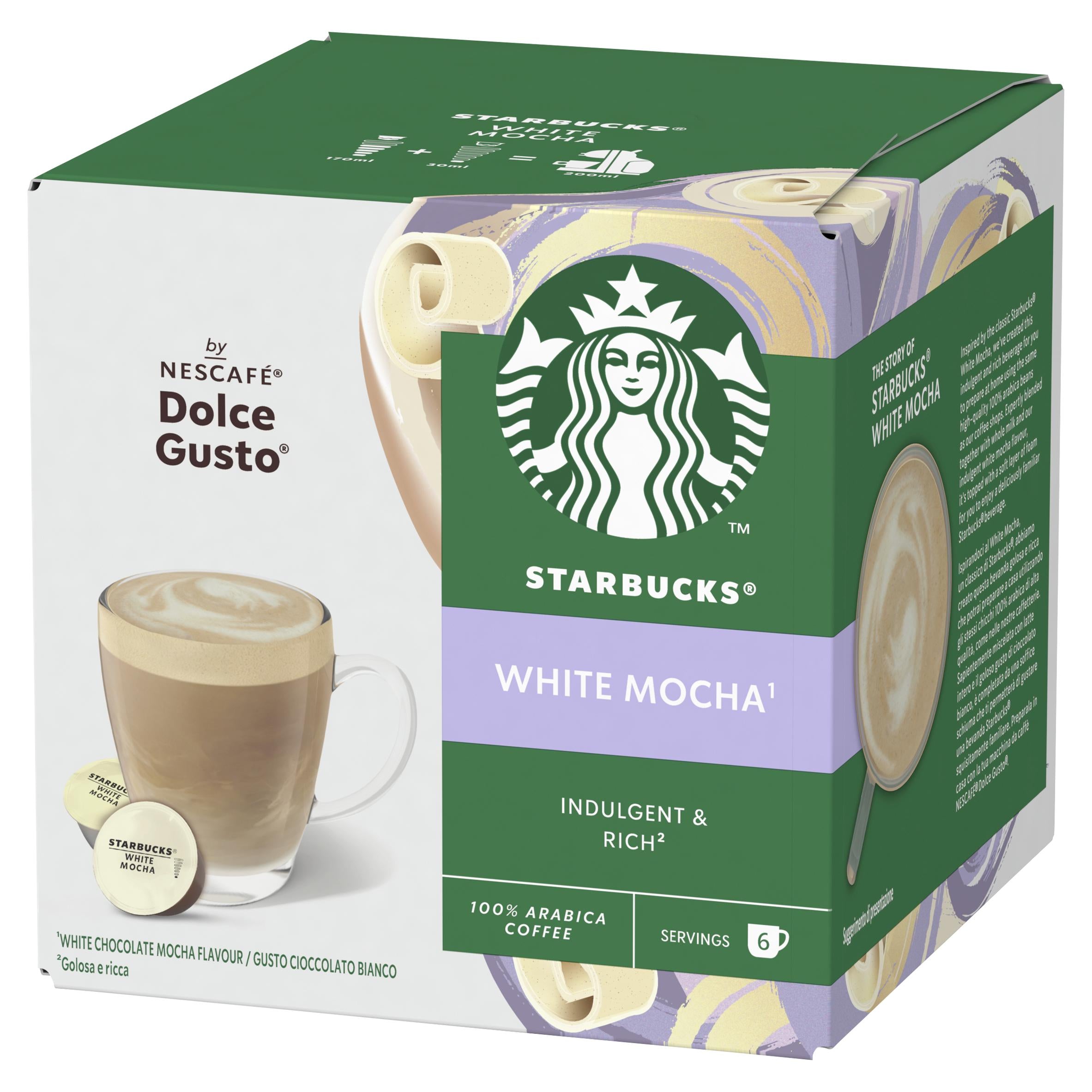 Starbucks White Mocha coffee pods 6 drinks, imported from the UK