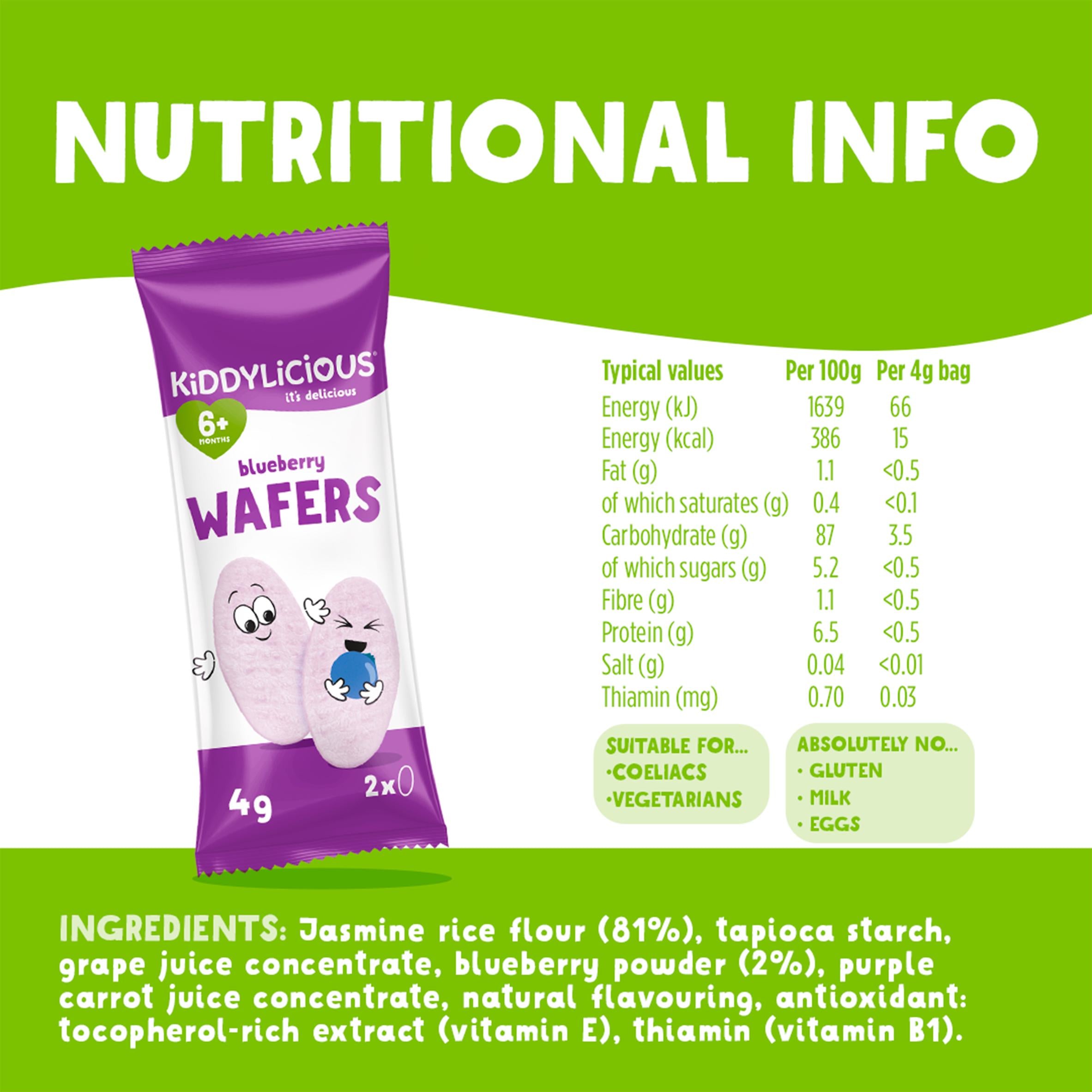 Kiddylicious blueberry baby wafers 10x4g, UK version