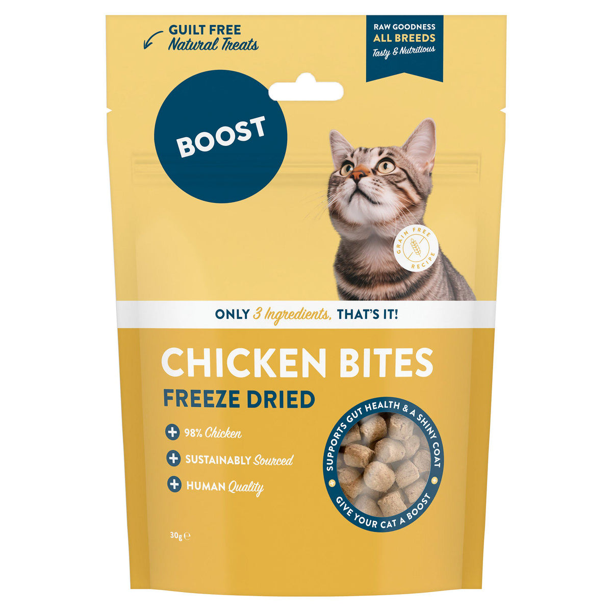 Boost Chicken Bites freeze dried cat treat 30g - British product
