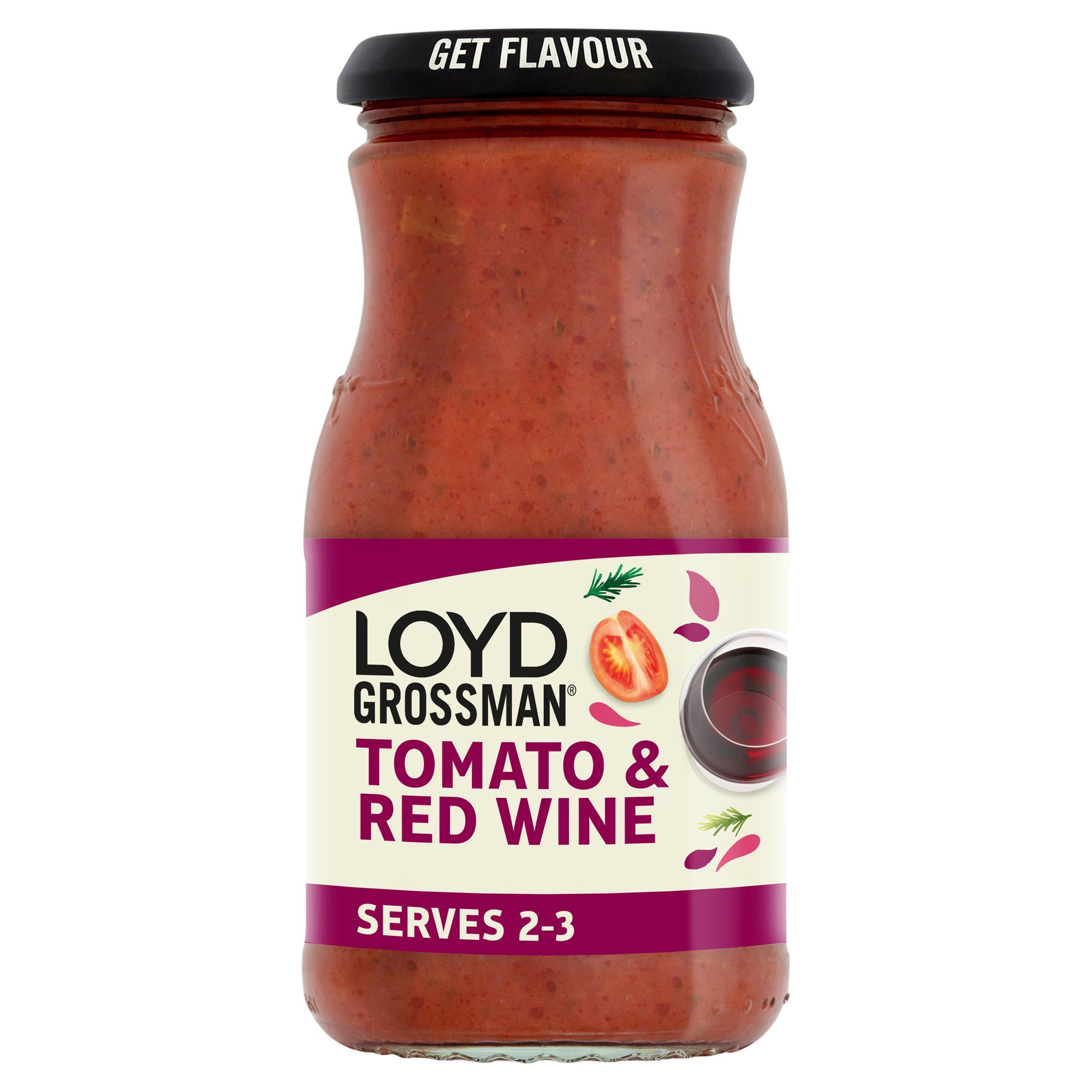 Loyd Grossman pasta sauce Tomato & Red Wine 350g (British brand)