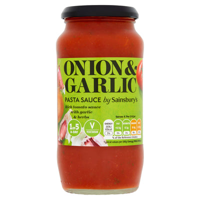 Sainsburys Sainsbury's Pasta Sauce Onion & Garlic 500g- Buy online at McGrocer