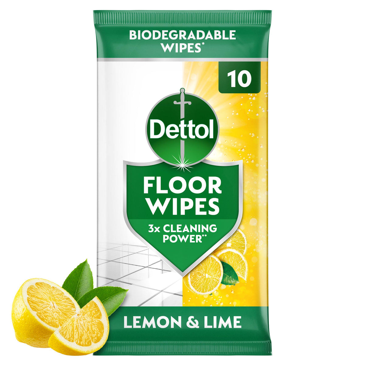 Dettol floor cleaning wipes lemon x10, imported from the UK