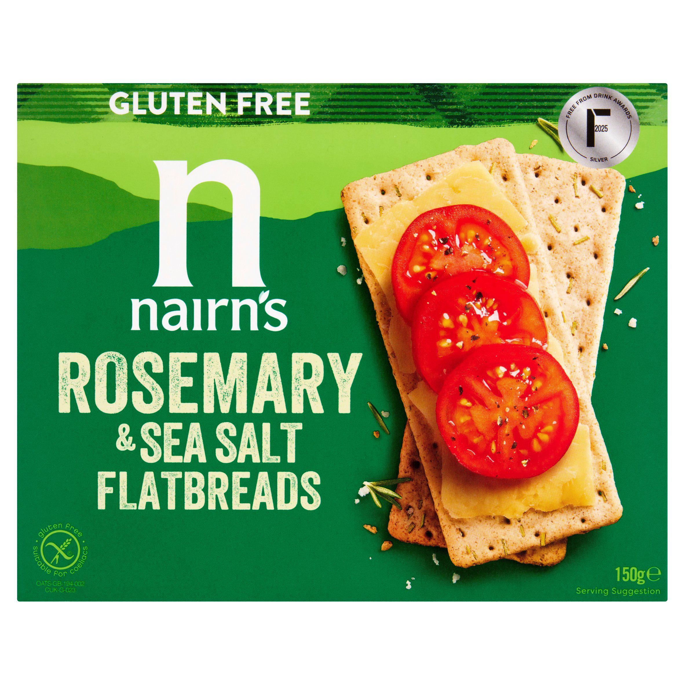Nairn's gluten free flatbread rosemary and sea salt 150g, UK version