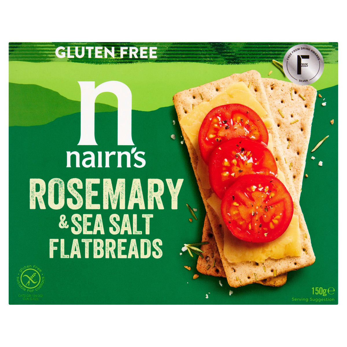 Nairn's gluten free flatbread rosemary and sea salt 150g, UK version