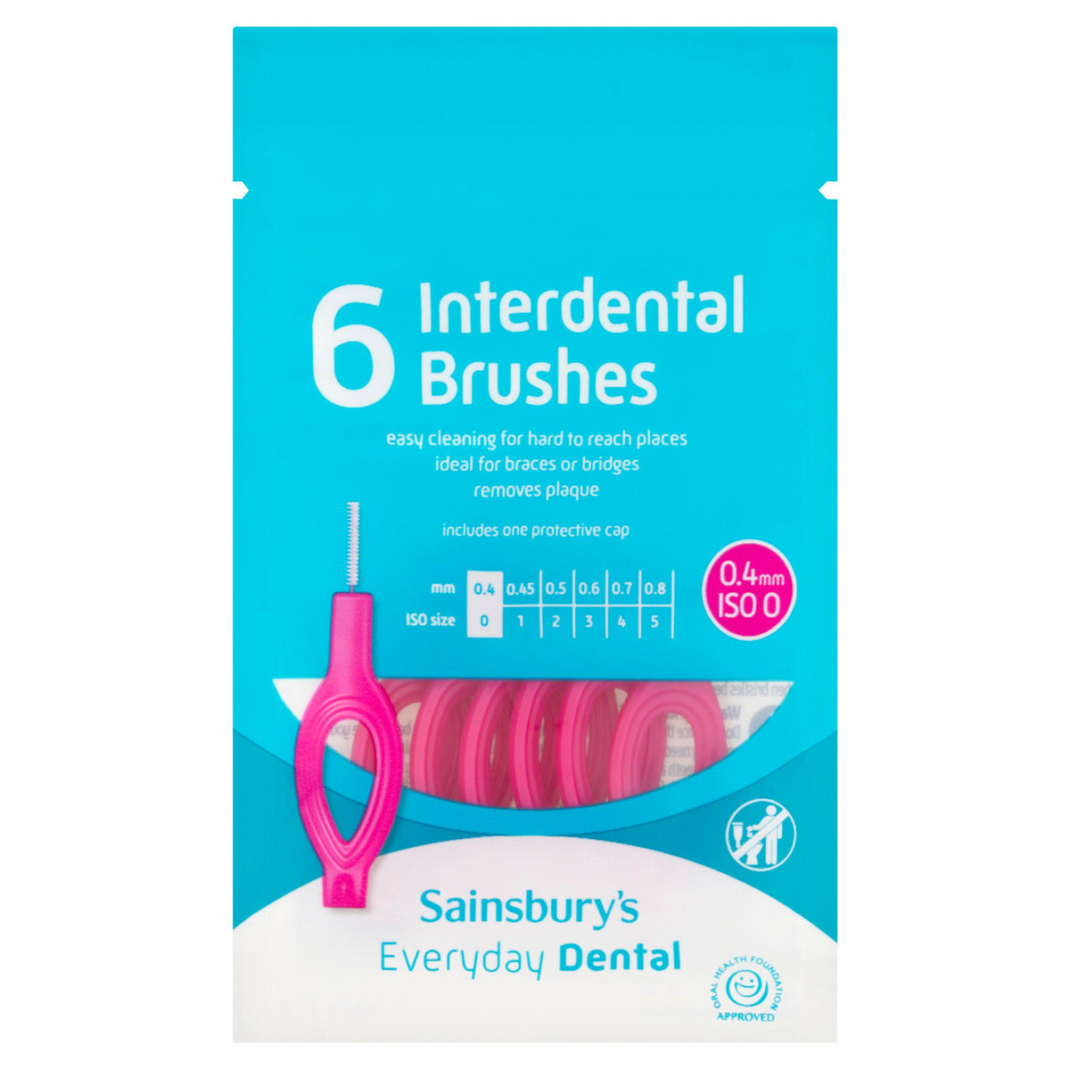 Sainsbury's OraCare+ interdental brush 0.4mm pink pack of 6, UK version