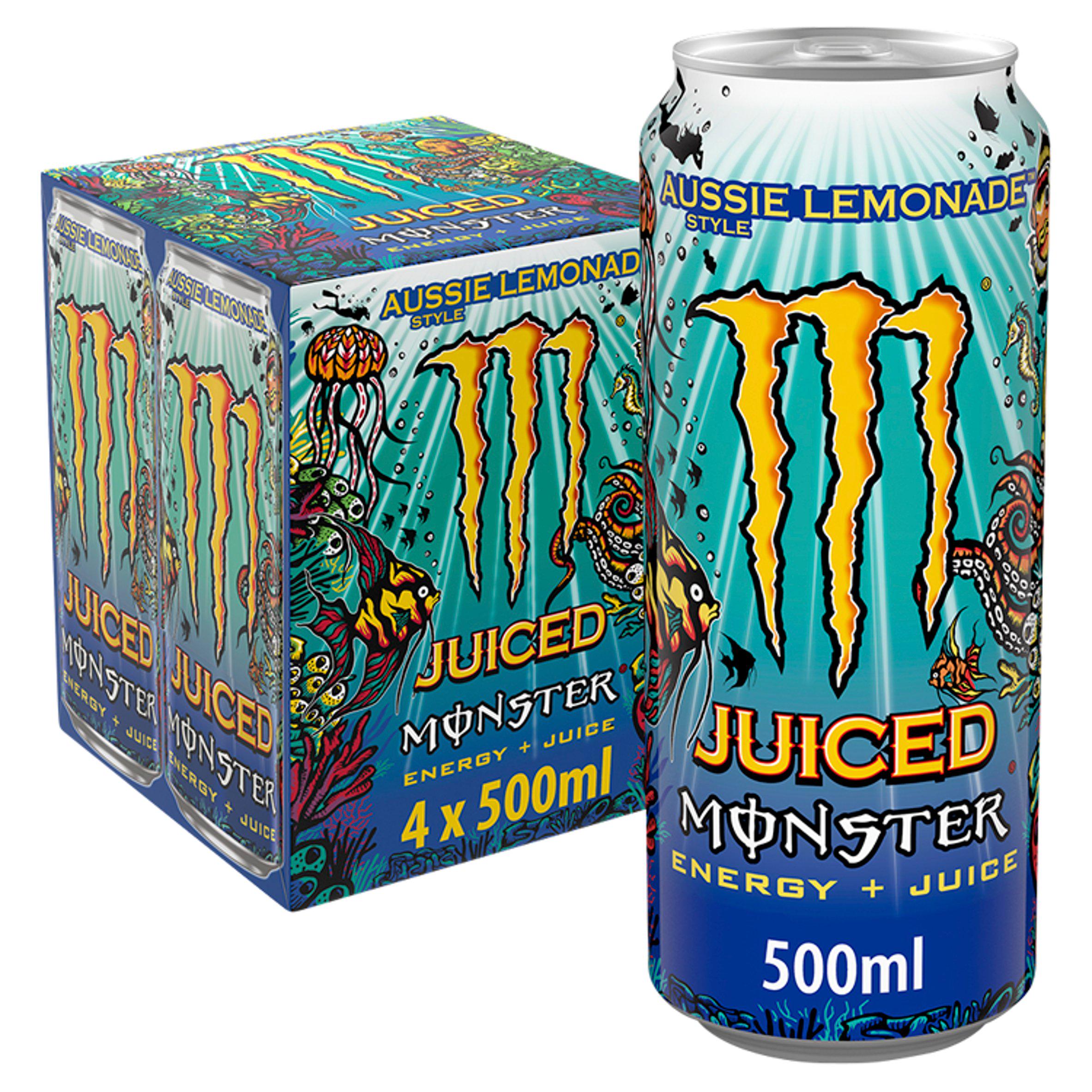 Monster Energy Drink Aussie Style Lemonade 4x500ml, imported from the UK