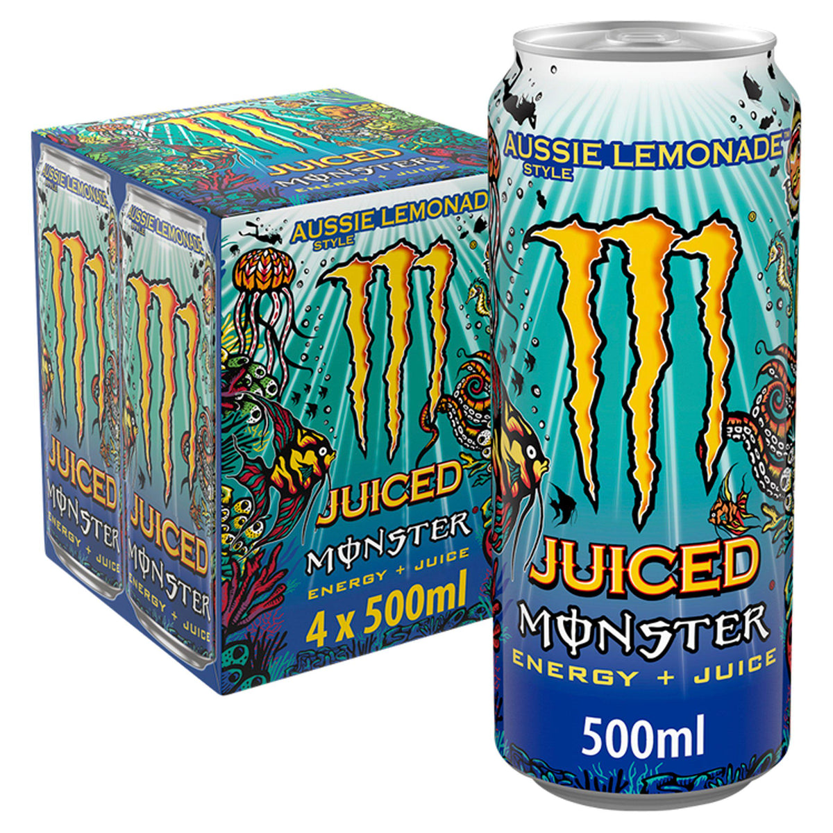 Monster Energy Drink Aussie Style Lemonade 4x500ml, imported from the UK