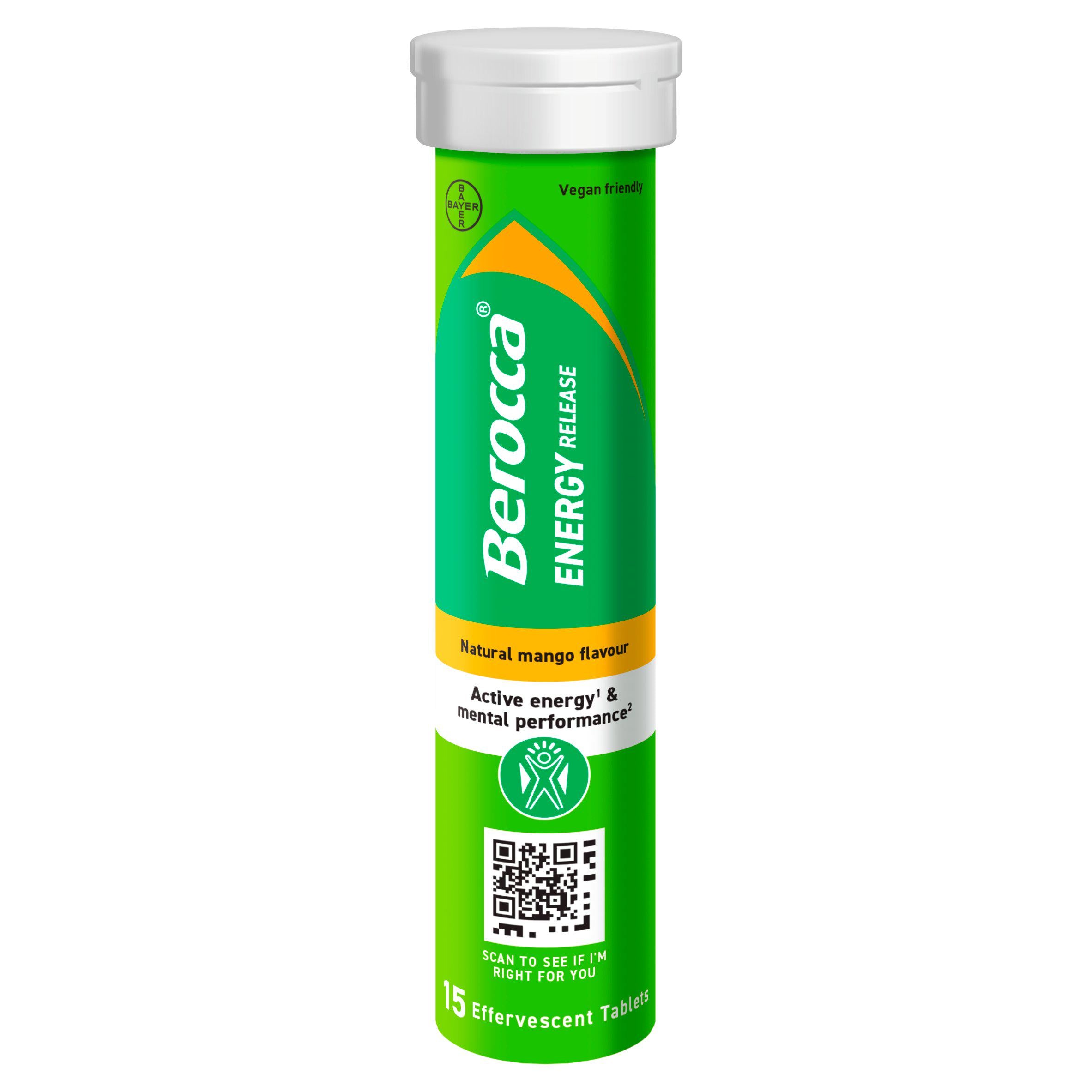 Berocca mango energy vitamin tablets 15s, UK version