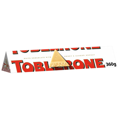 Sainsburys Toblerone White Chocolate with Honey & Almond Nougat Chocolate Bar Gift 340g- Buy online at McGrocer