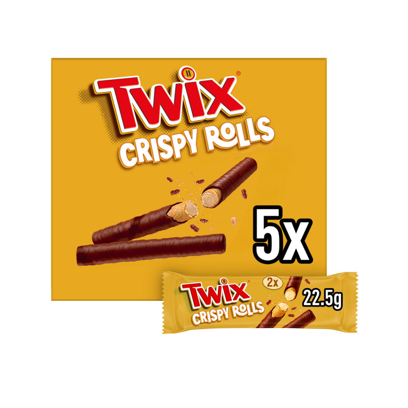 Twix crispy rolls multipack 5x22.5g, imported from the UK