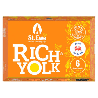 Sainsburys St. Ewe Mixed Weight Rich Yolk Free Range Eggs x6 288g- Buy online at McGrocer