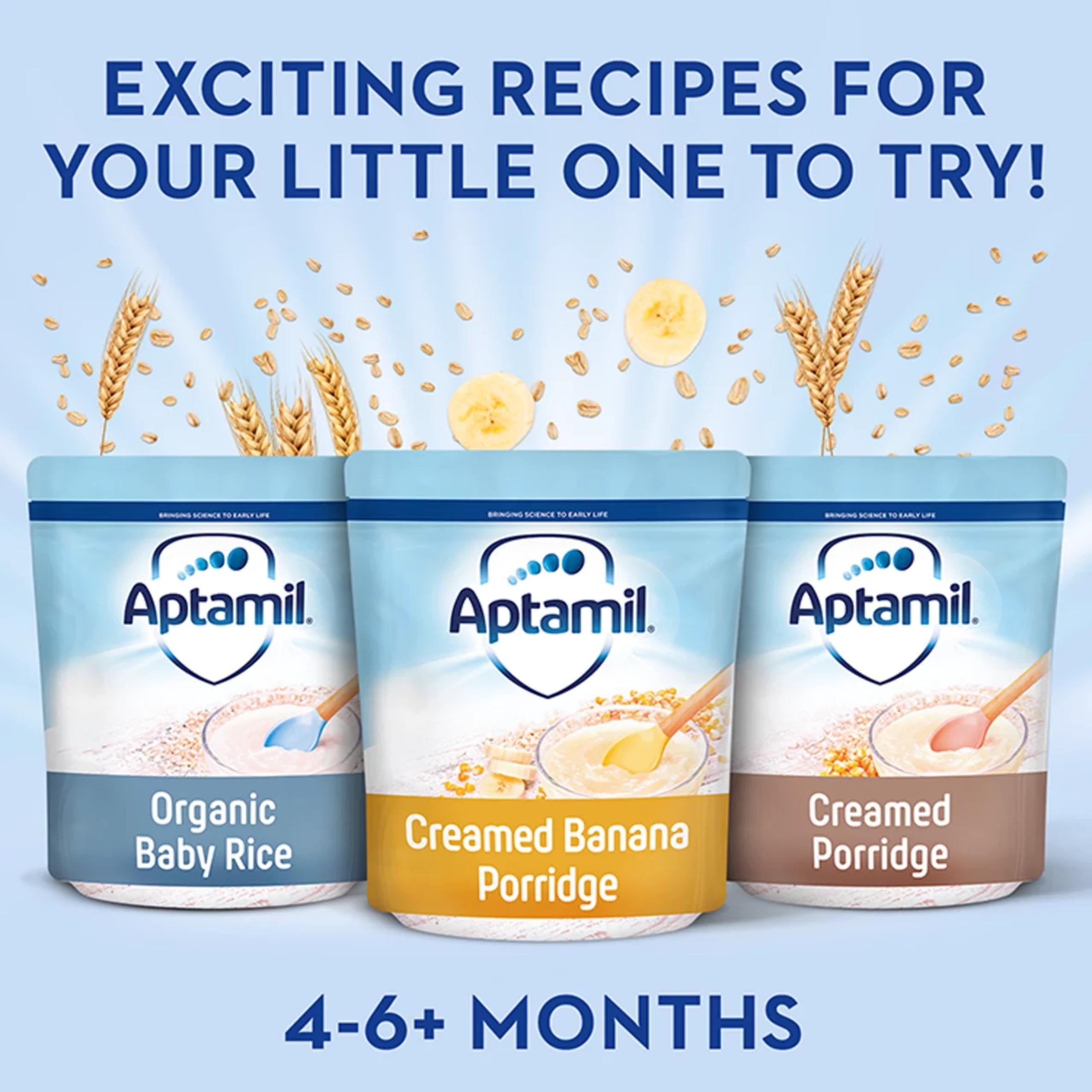Aptamil creamed banana porridge baby cereal 125g, imported from the UK