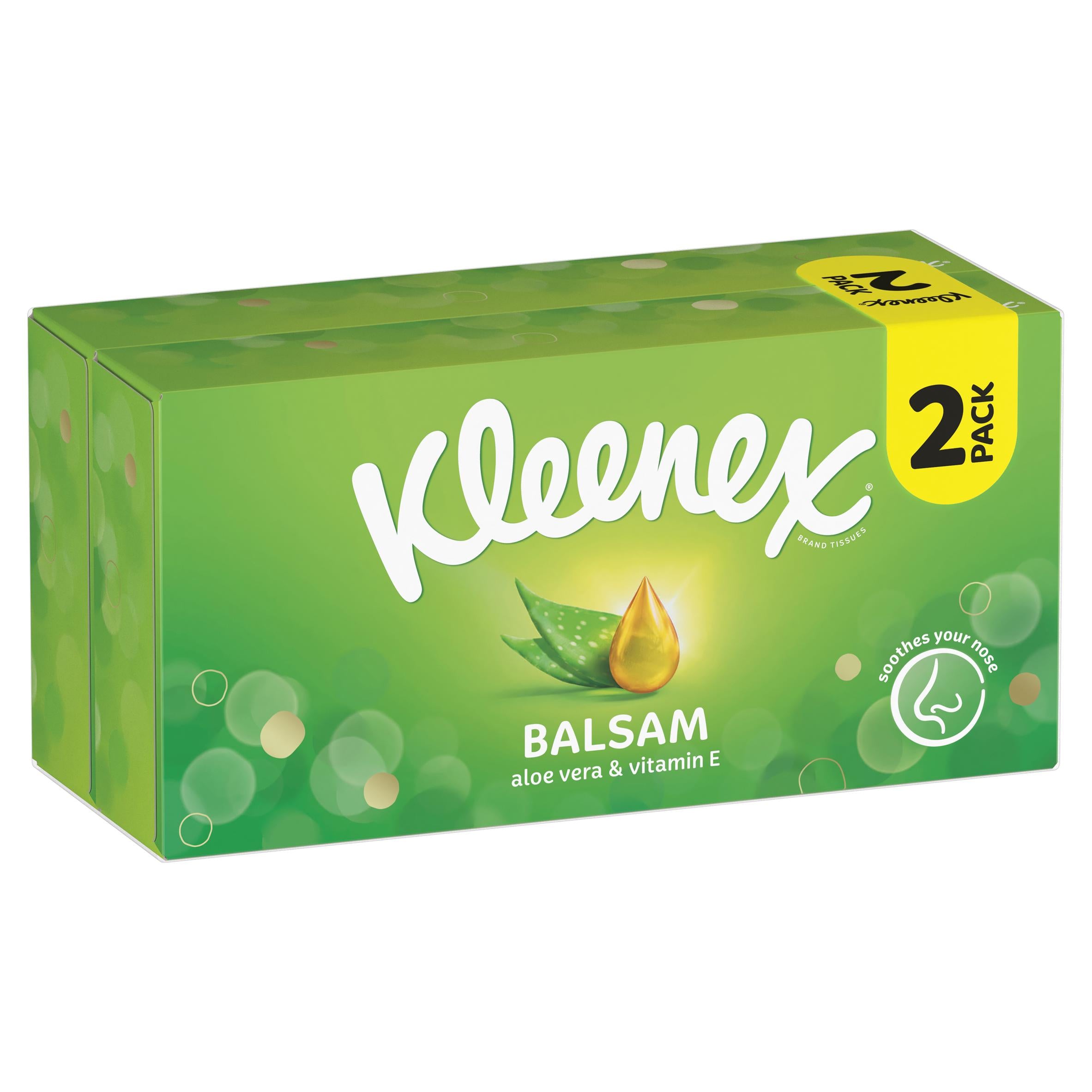 Kleenex Balsam Tissues 2x64 sheets, imported from the UK