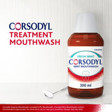 Corsodyl medicated antibacterial mouthwash Fresh Mint 300ml, imported from the UK