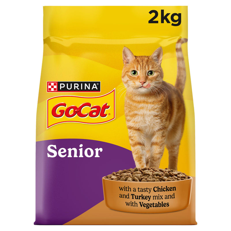 Go-Cat senior dry cat food chicken rice veg 2kg, UK version