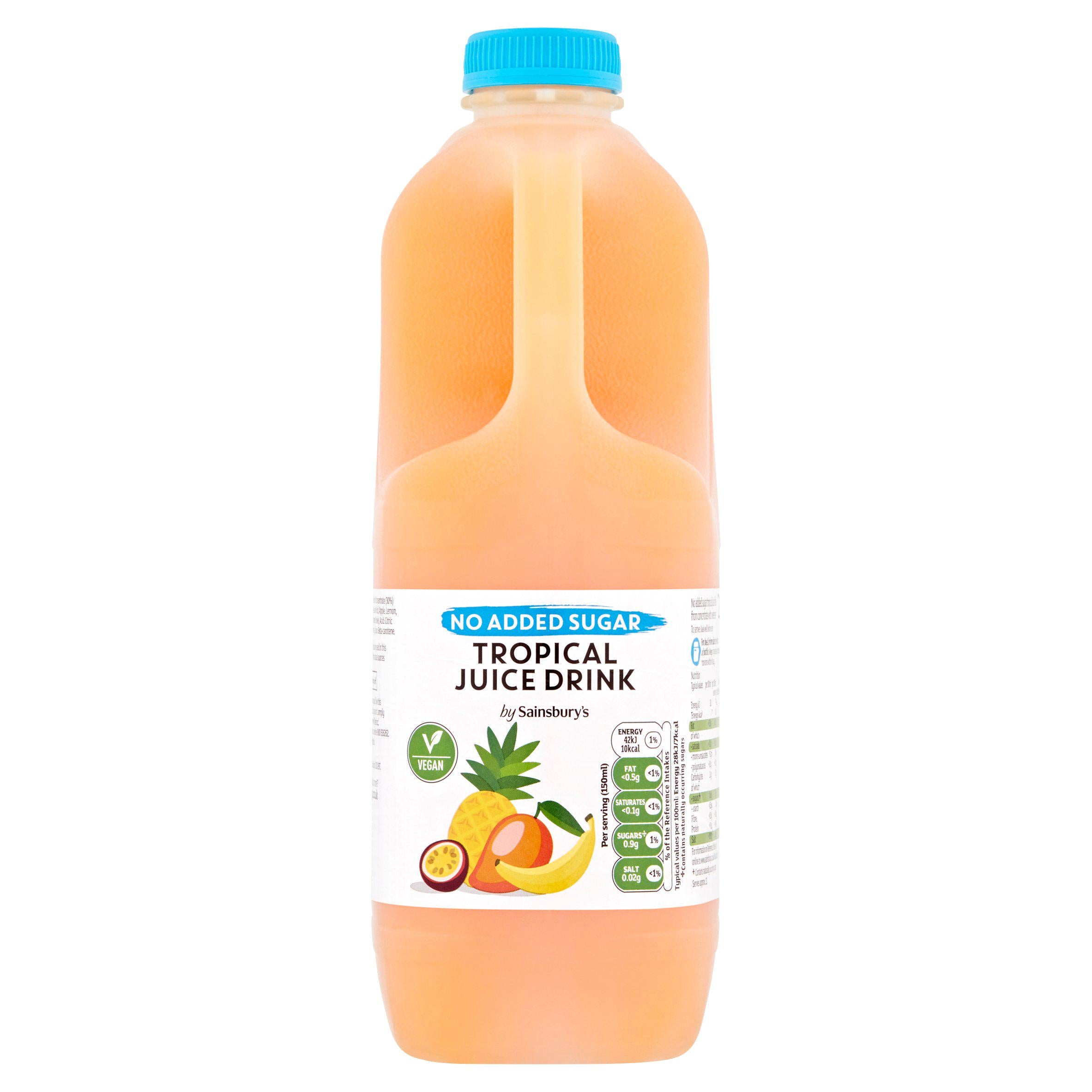 Sainsbury's tropical juice drink no added sugar 2L, imported from the UK