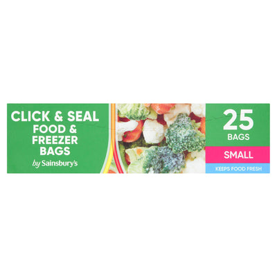 Sainsburys Sainsbury's Click & Seal Small Plastic Freezer Bags x25- Buy online at McGrocer
