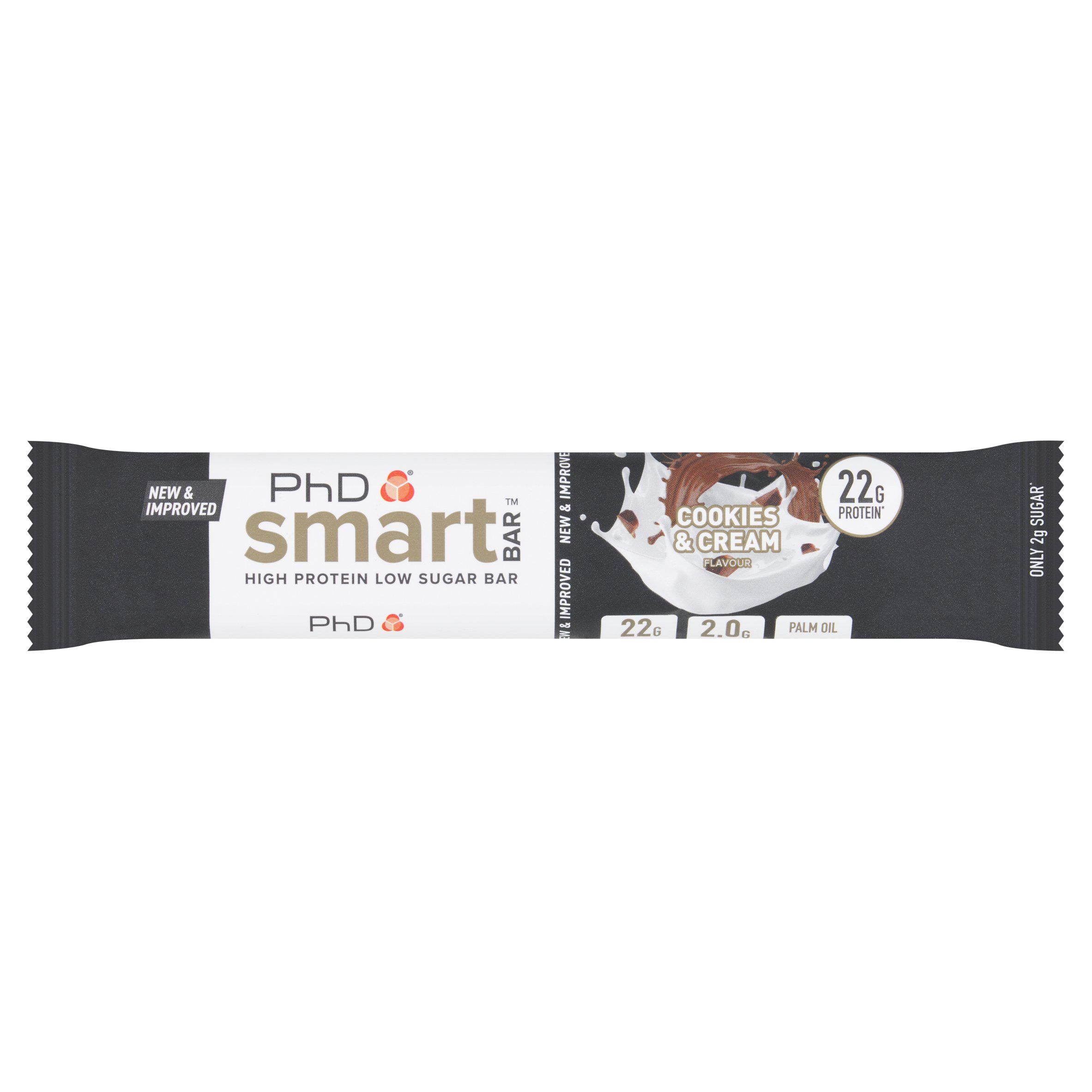 PhD Smart Bar Cookies & Cream 64g, imported from the UK