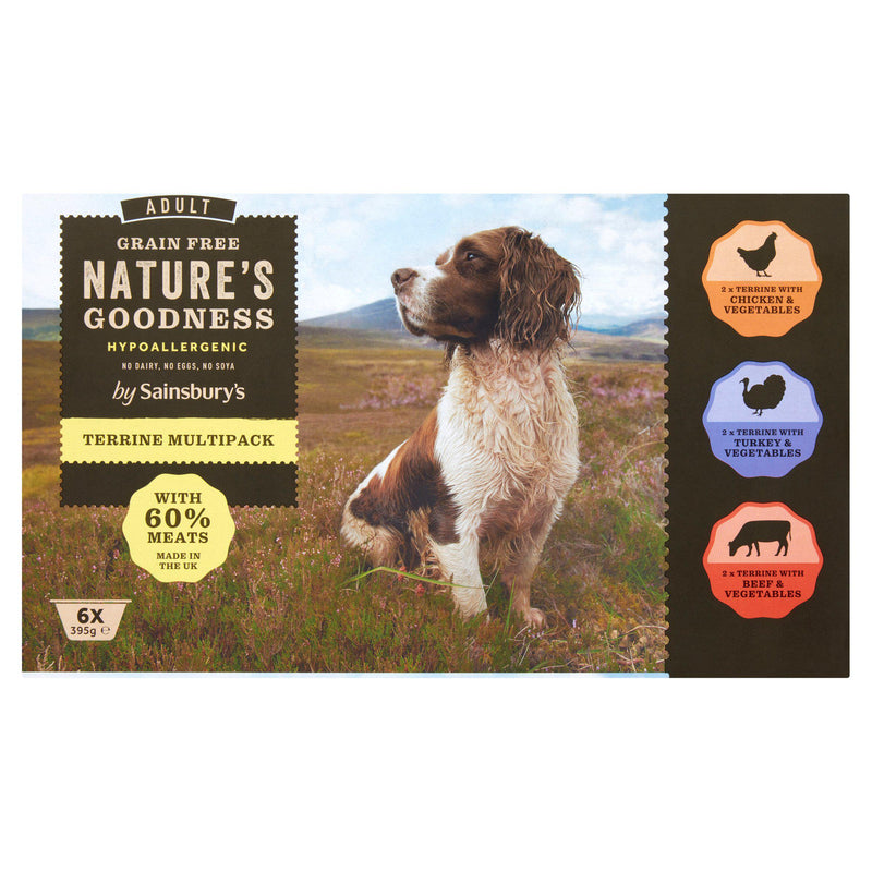 Sainsbury's dog food hypoallergenic terrine multipack 6x395g (British brand)
