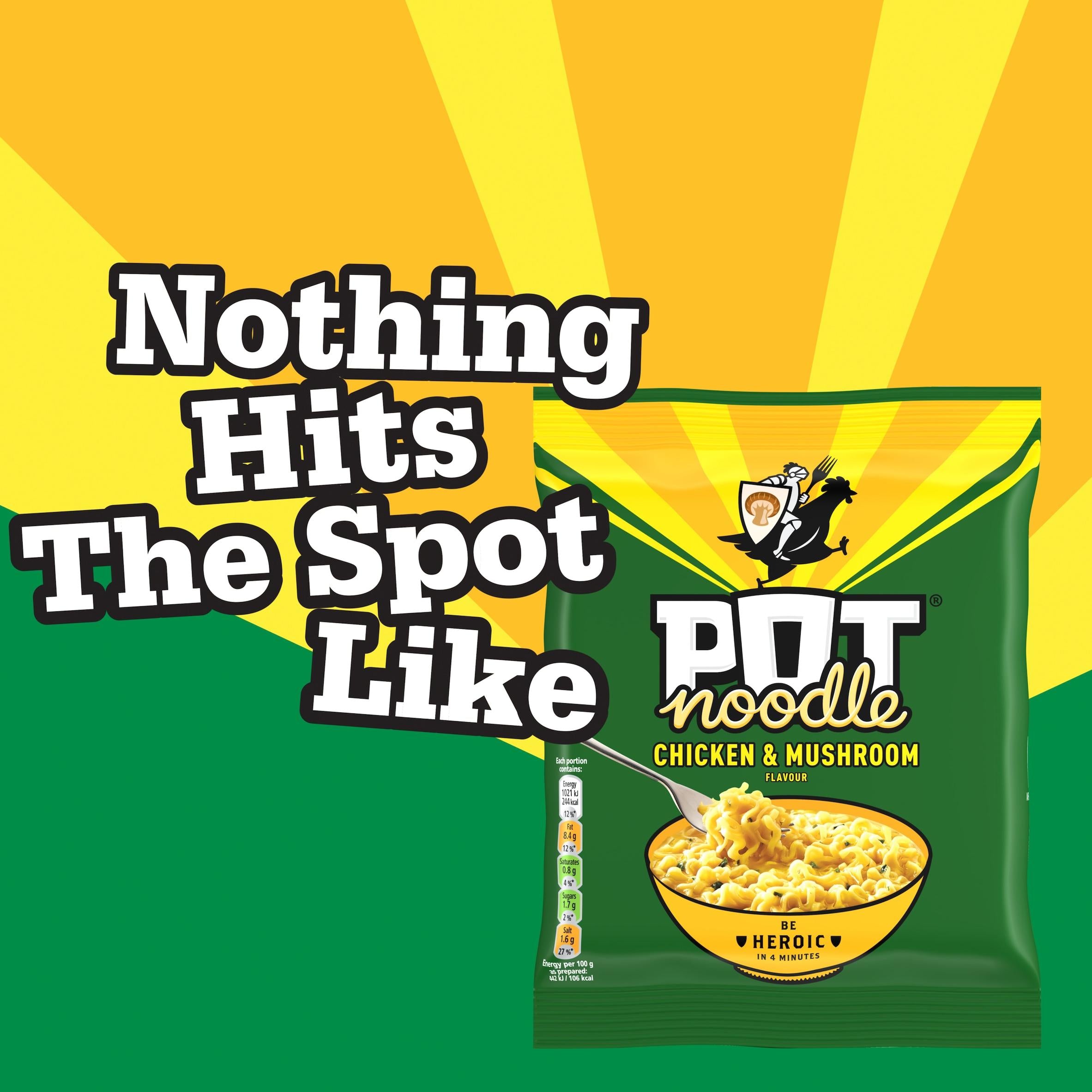 Pot Noodle instant chicken and mushroom noodles block 112g, UK version