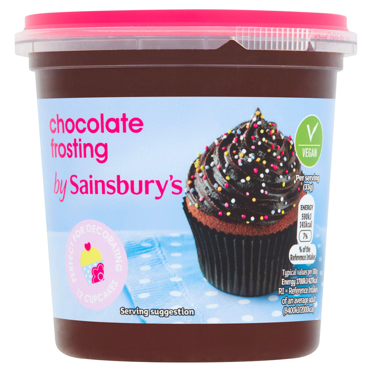 Sainsbury's chocolate icing 400g tub, UK version