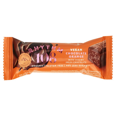 Sainsburys Rhythm 108 Vegan Orange with Creamy Swiss Chocolate Organic Oat Bar 33g- Buy online at McGrocer