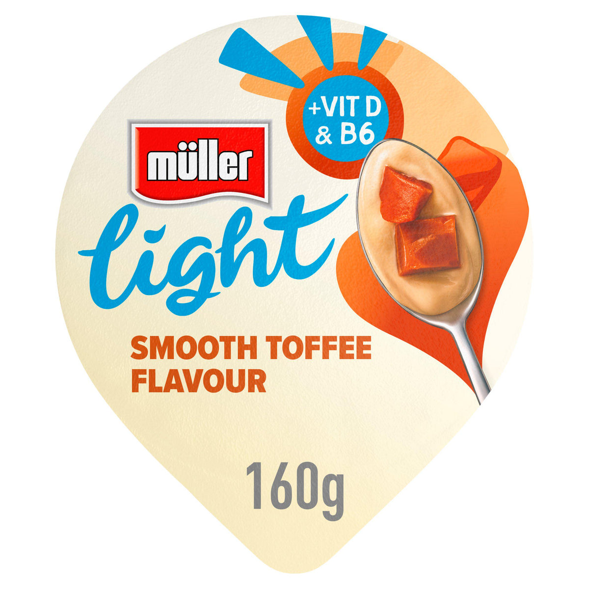 Müller Light smooth toffee yogurt 160g, imported from the UK