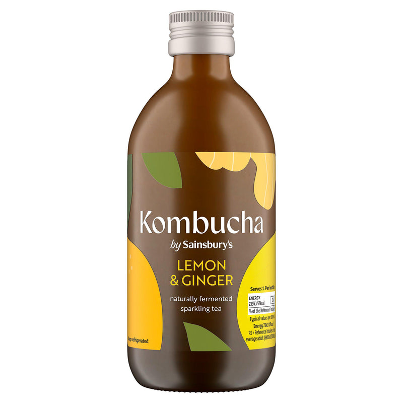 Sainsbury's ginger lemon kombucha 330ml - British product