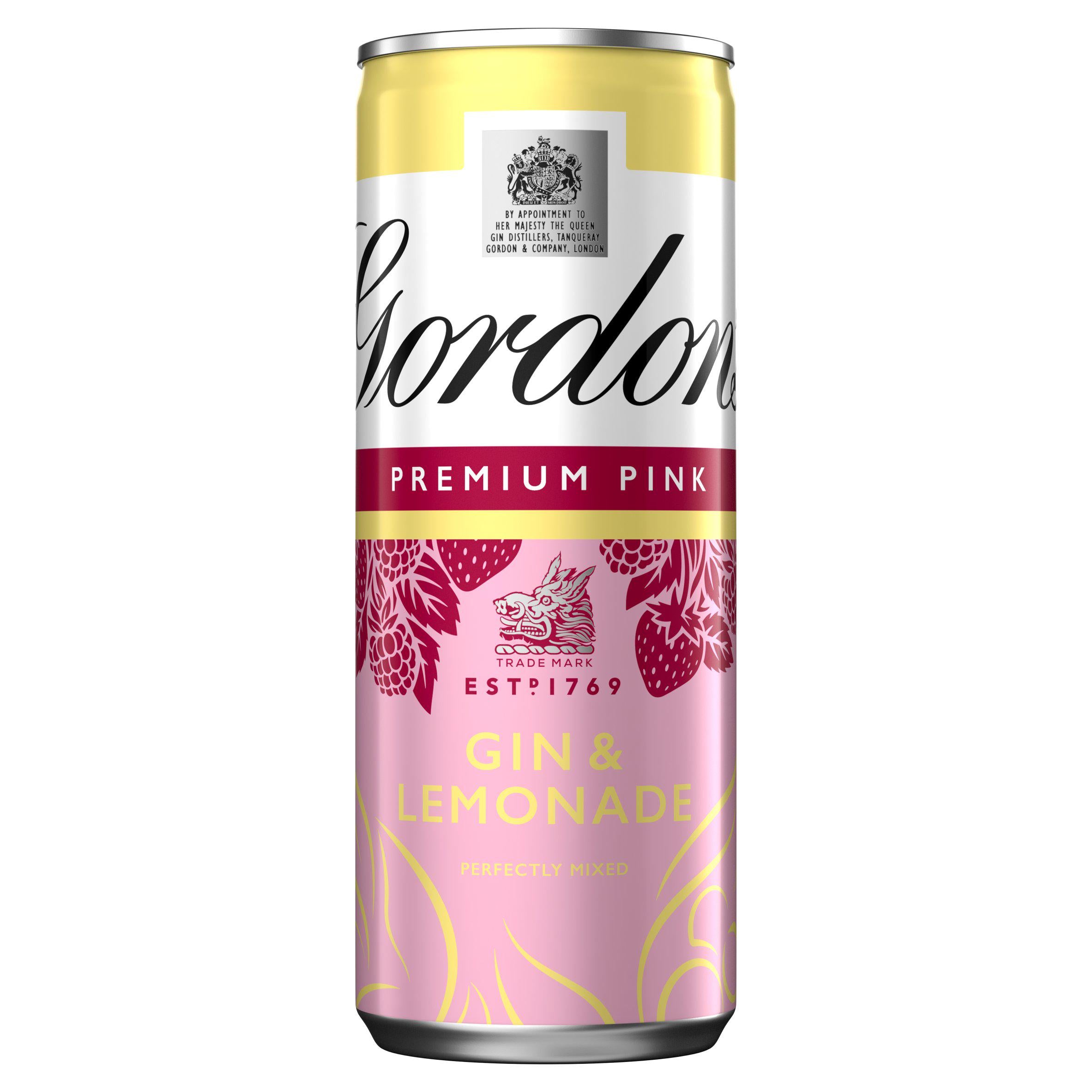 Gordon's pink gin and lemonade ready-to-drink 250ml can, UK version