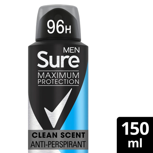 Sure Maximim Protection 96hr Clean Scent Anti-Perspirant Deodorant Aerosol 150ml GOODS Sainsburys   