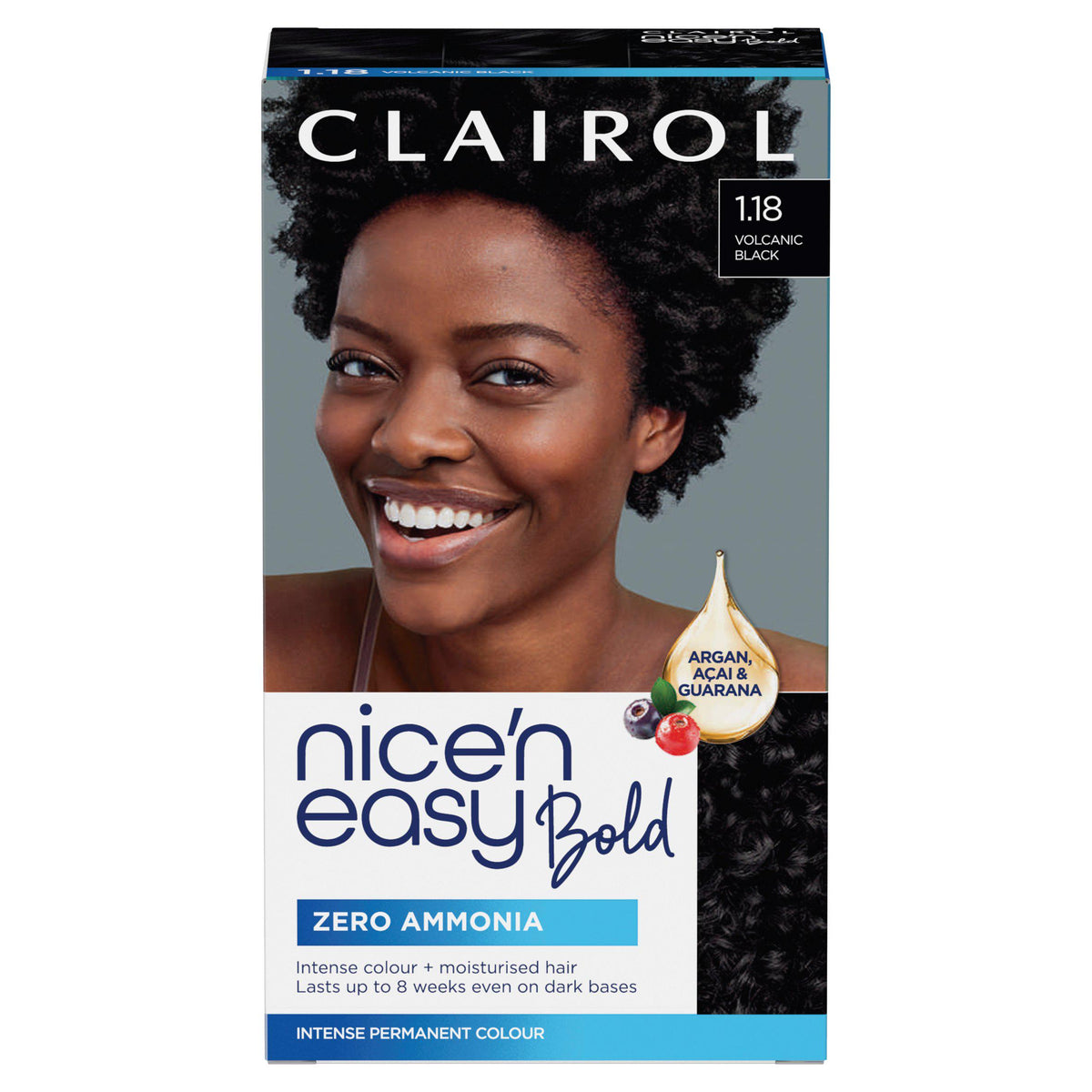 Clairol Volcanic Black permanent hair dye - British product