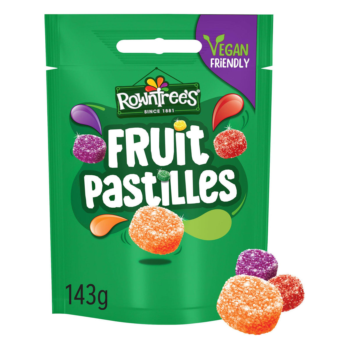 Rowntree's Fruit Pastilles sharing bag 143g (British brand)