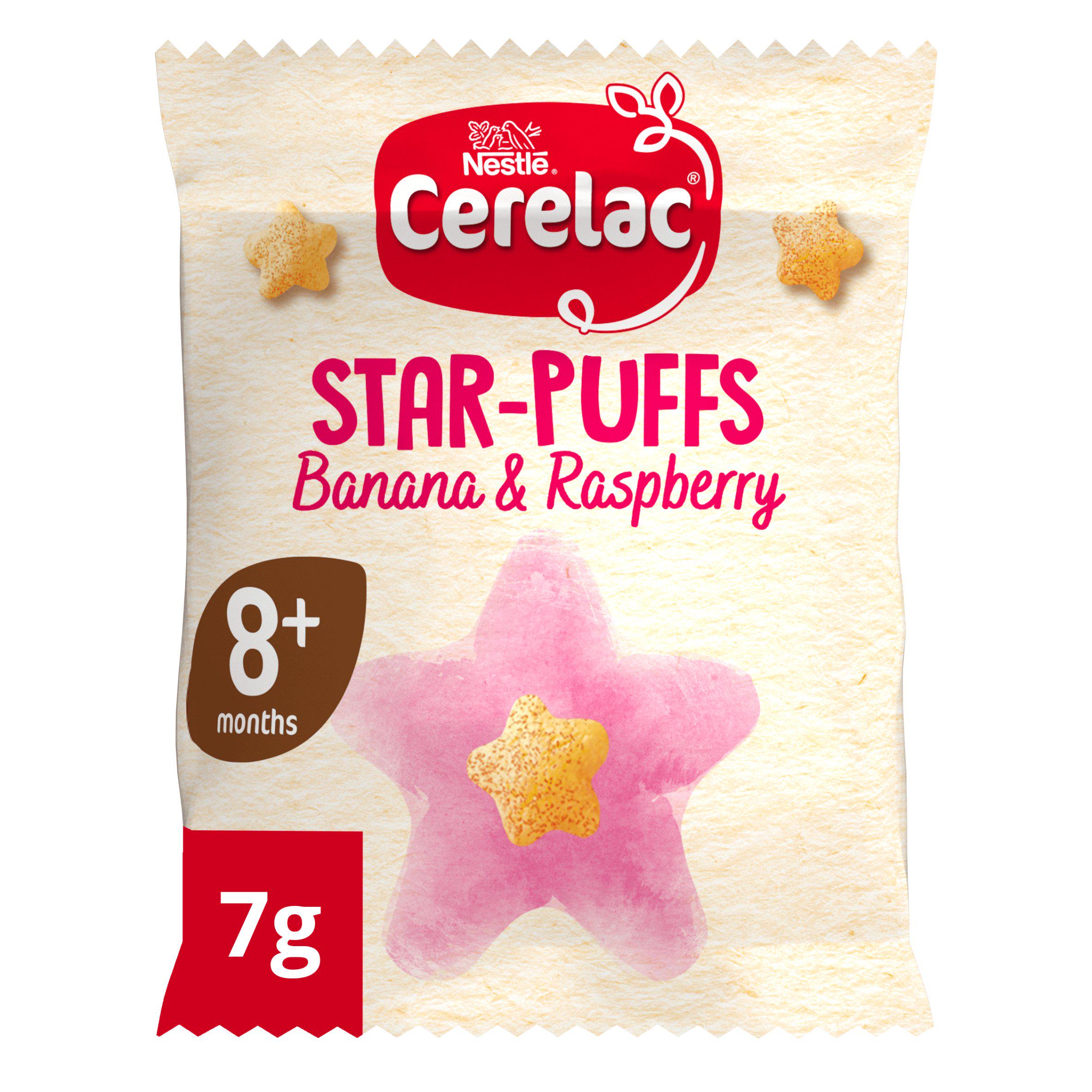 Cerelac banana raspberry star puffs baby snack 7g - British product
