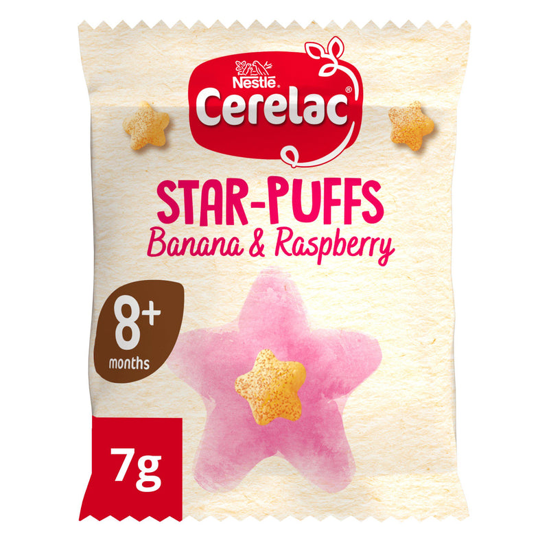 Cerelac banana raspberry star puffs baby snack 7g - British product