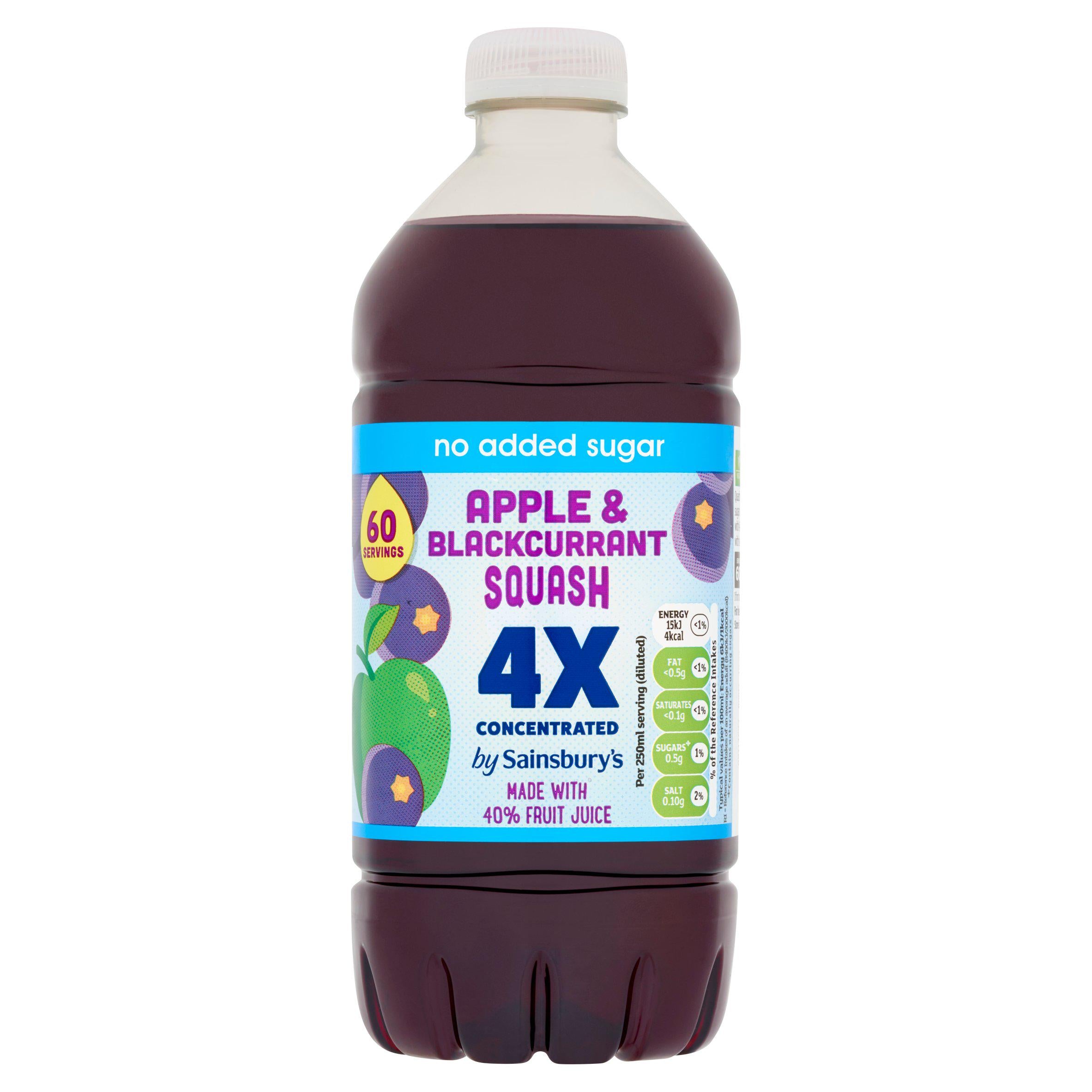 Sainsbury's apple and blackcurrant squash 750ml (British brand)