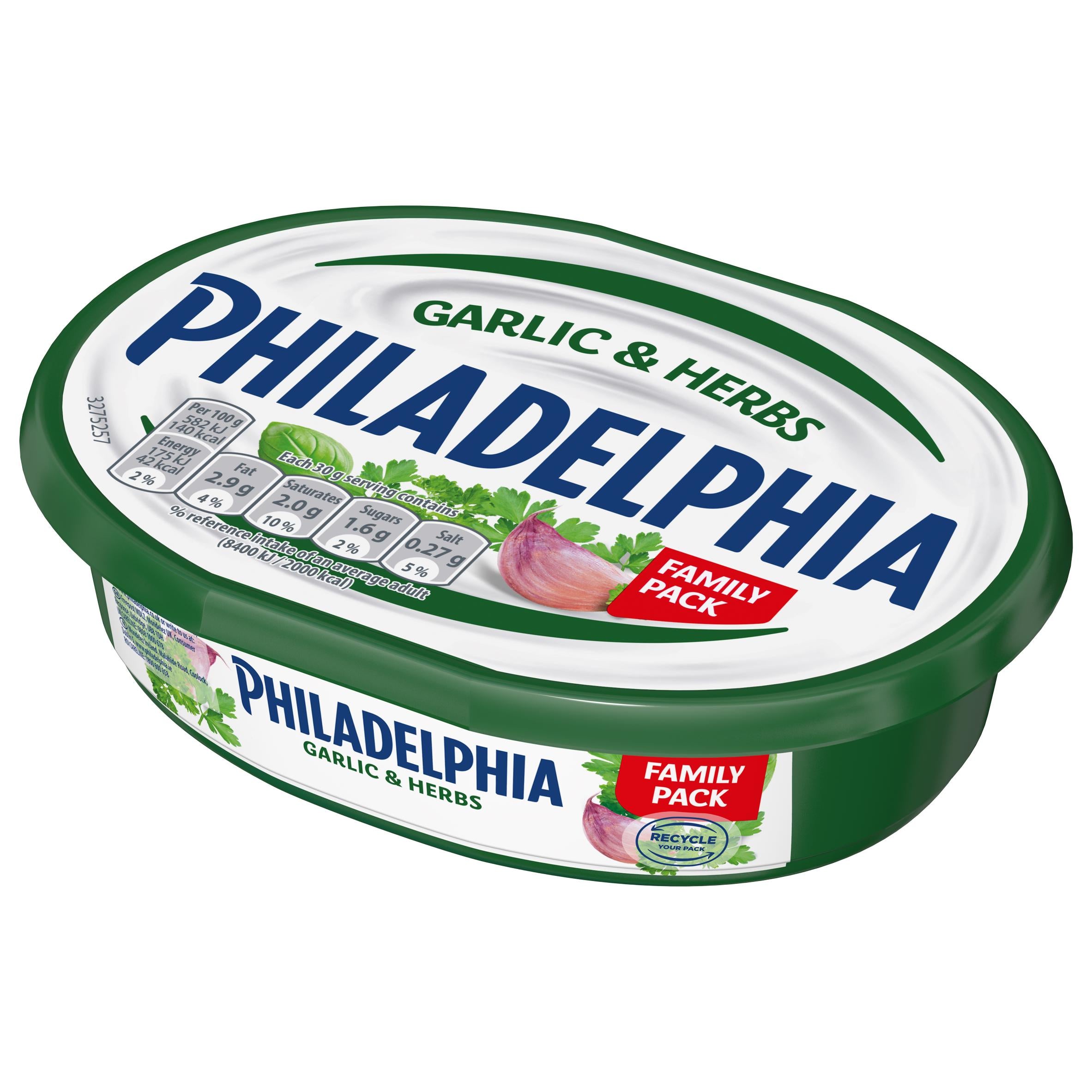 Philadelphia cream cheese Garlic & Herbs 280g, imported from the UK