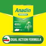 Anadin Original pain relief tablets 16 pack, imported from the UK
