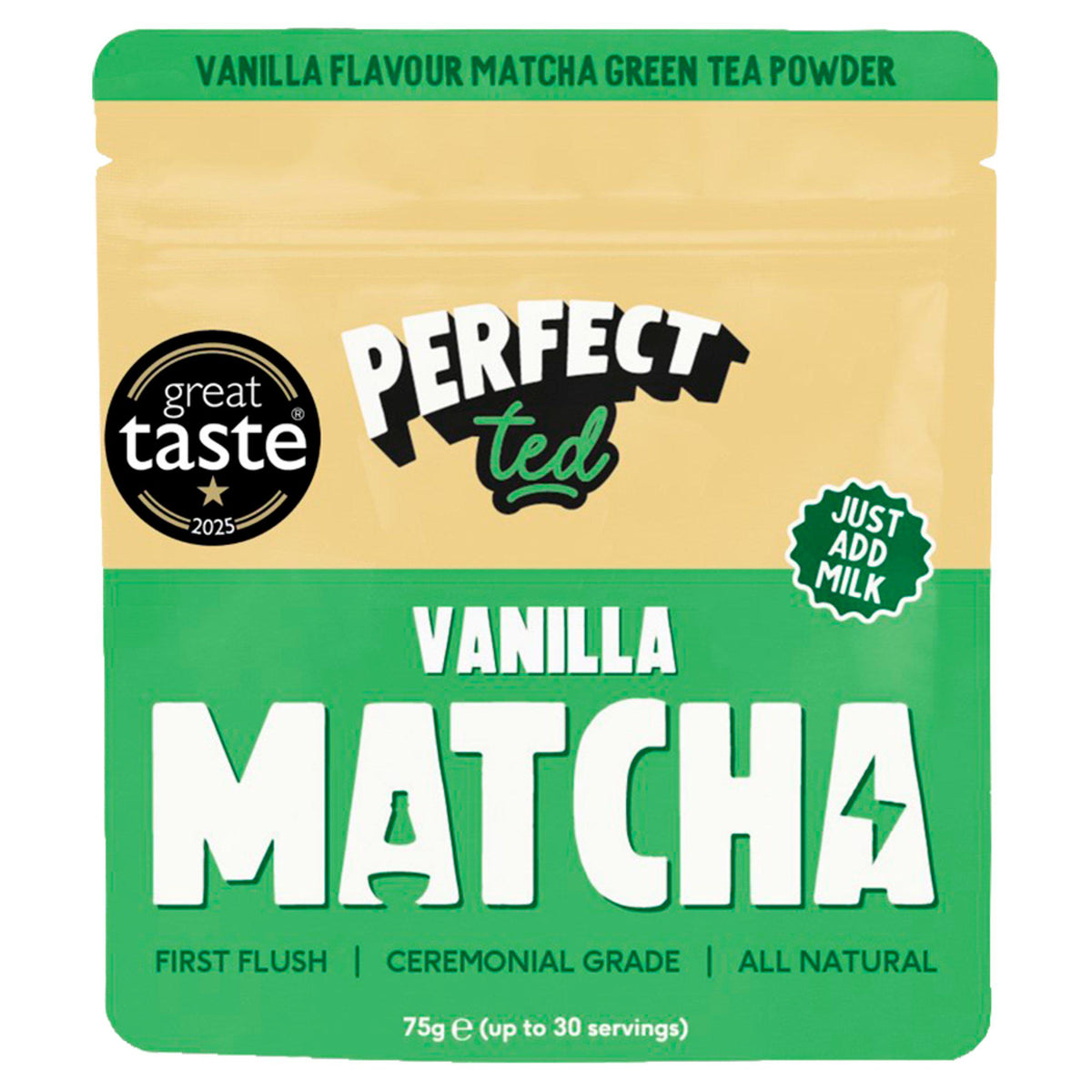 Perfect Ted vanilla bean matcha powder 75g, imported from the UK